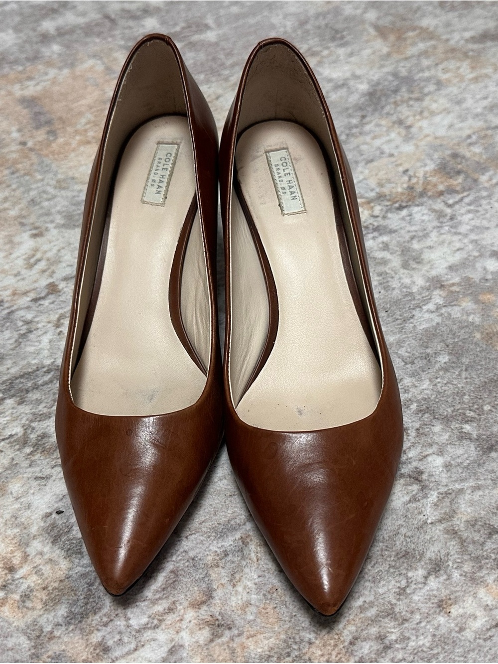Cole Haan Brown Leather Pointed Toe Heels